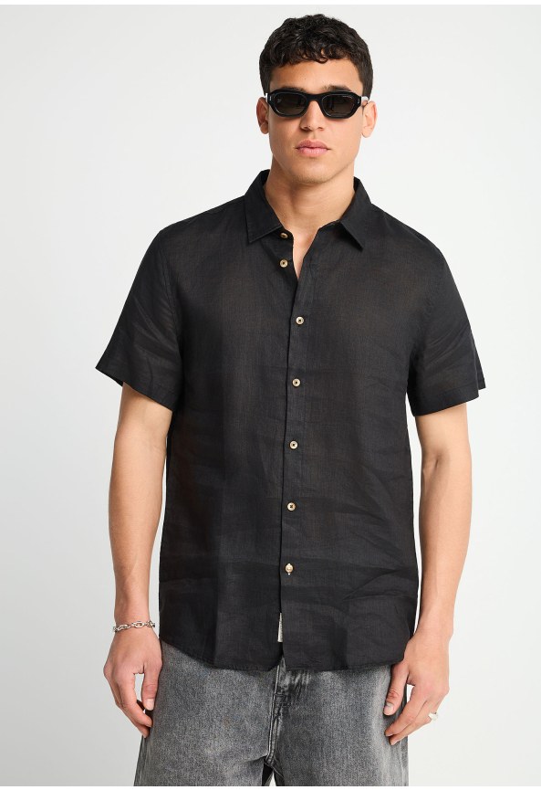 Ανδρικό λινό πουκάμισο με κοντό μανίκι - The essentials