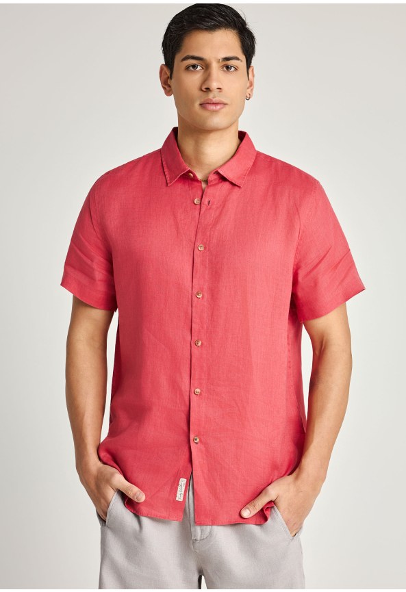 Ανδρικό λινό πουκάμισο με κοντό μανίκι - The essentials