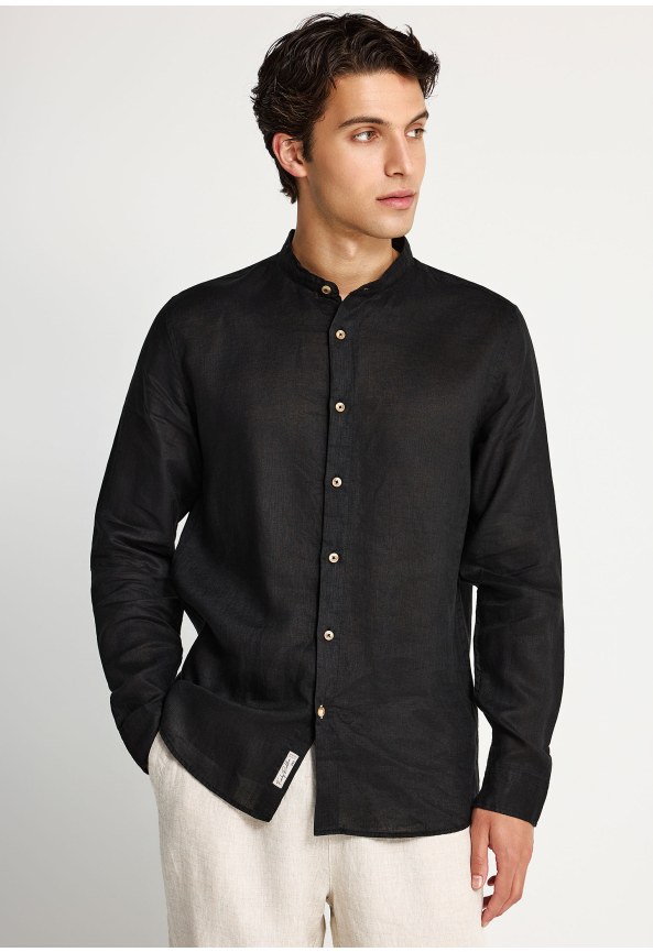 Men's linen shirt with mao neck - The essentials