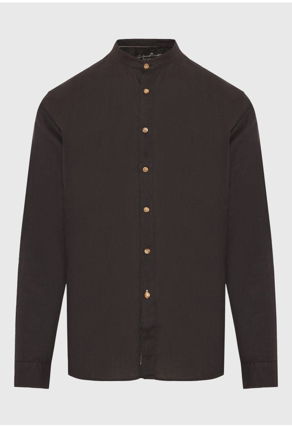 Ανδρικό λινό πουκάμισο με maο γιακά - The essentials