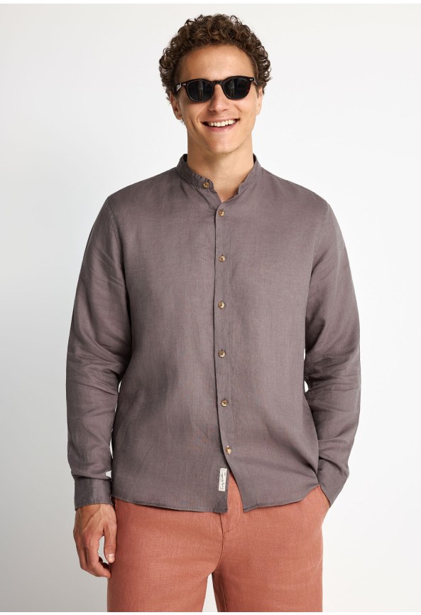 Men's linen shirt with mao neck - The essentials