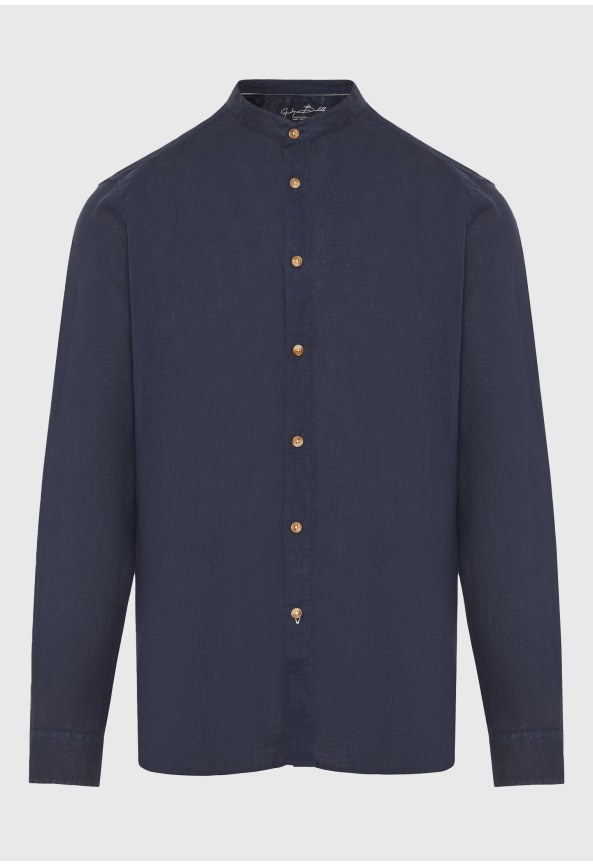 Ανδρικό λινό πουκάμισο με maο γιακά - The essentials