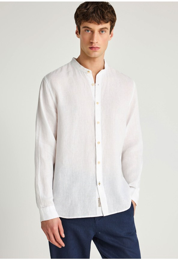 Ανδρικό λινό πουκάμισο με maο γιακά - The essentials