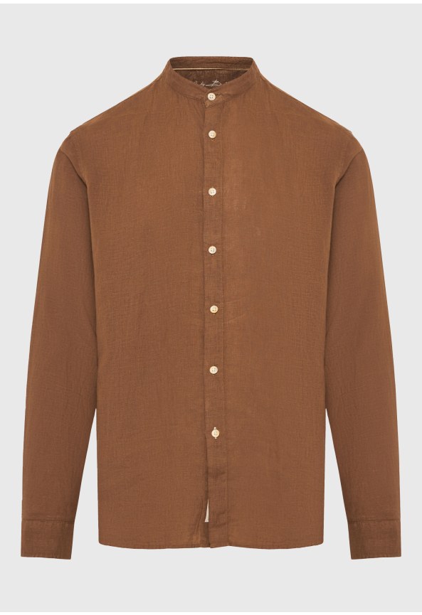 Ανδρικό λινό πουκάμισο με maο γιακά - The essentials