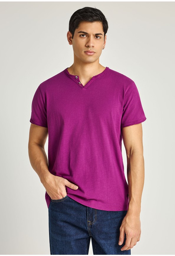 Ανδρικό βαμβακερό t-shirt με v-neck - The essentials