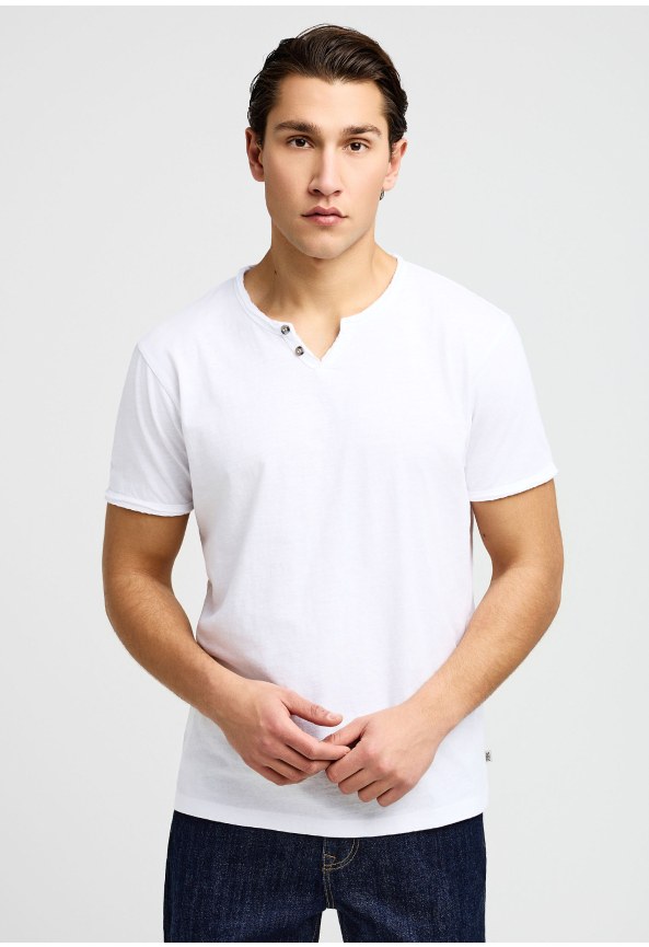 Ανδρικό βαμβακερό t-shirt με v-neck - The essentials