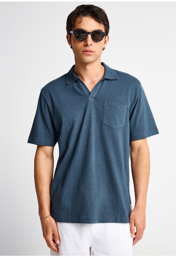 Men's plain relaxed-fit polo shirt