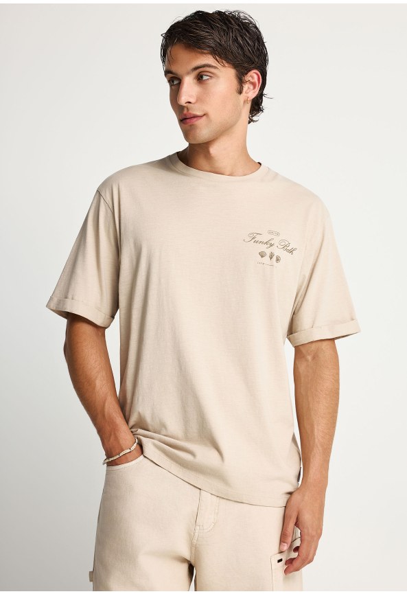 Ανδρικό βαμβακερό relaxed t-shirt με τύπωμα