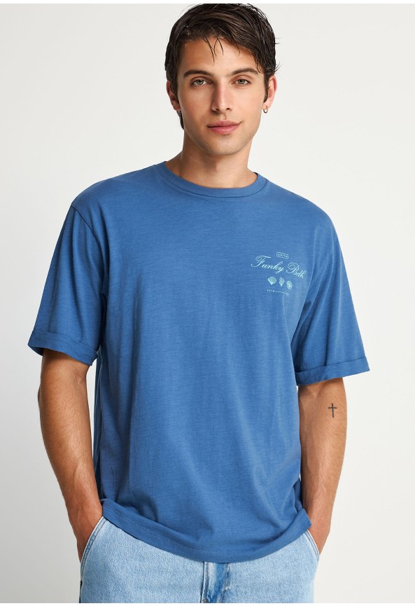 Ανδρικό βαμβακερό relaxed t-shirt με τύπωμα