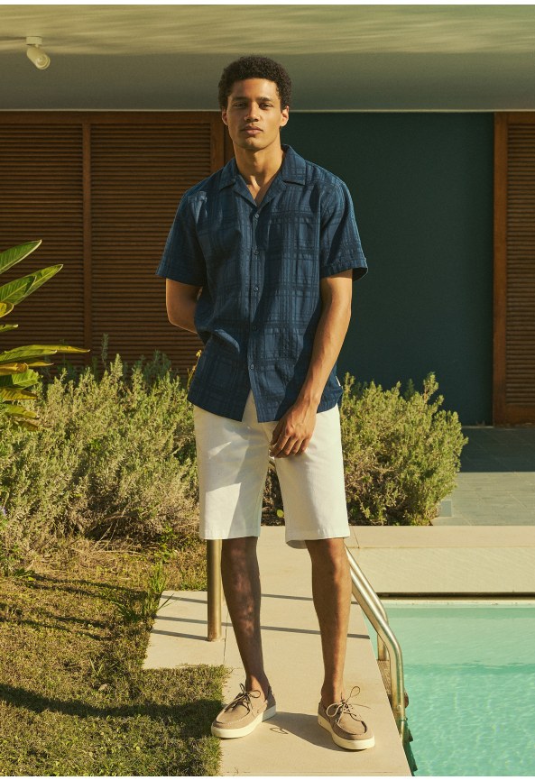 Men's short-sleeve cotton shirt
