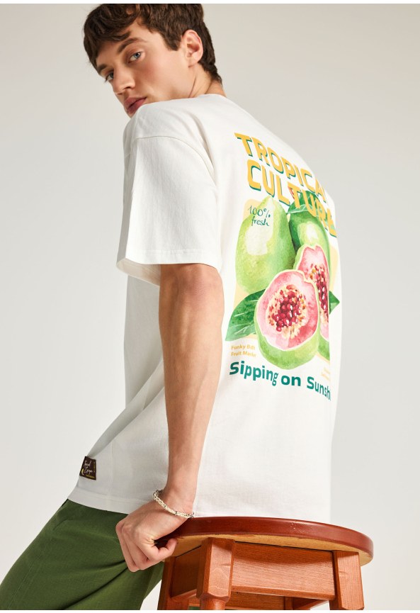 Ανδρικό βαμβακερό oversized t-shirt με τύπωμα