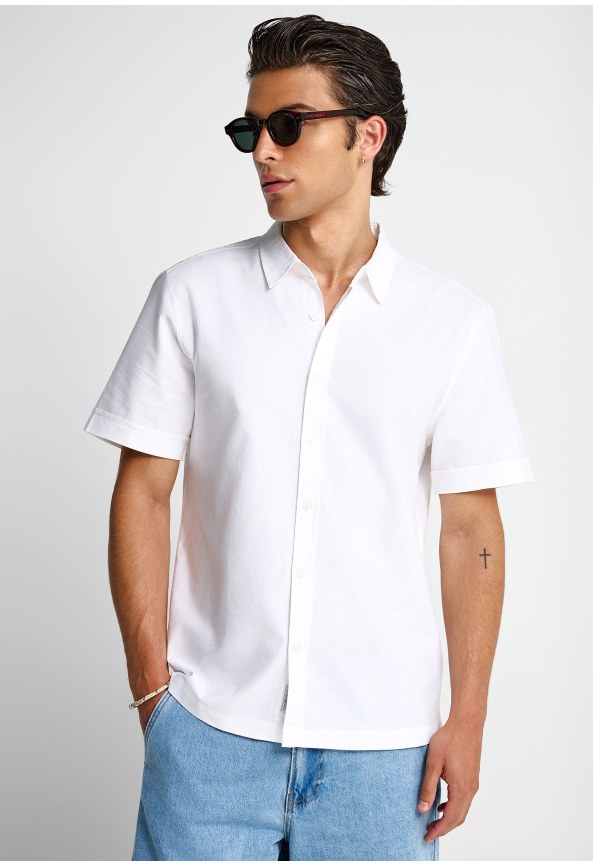 Men's short-sleeve cotton shirt