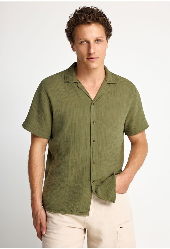 Men's short-sleeve cotton shirt