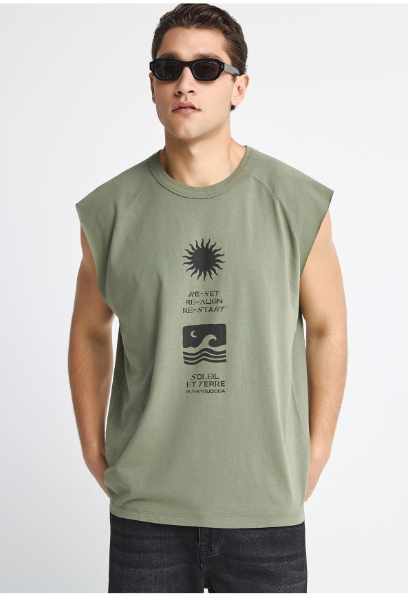 Ανδρική αμάνικη μπλούζα από βαμβάκι