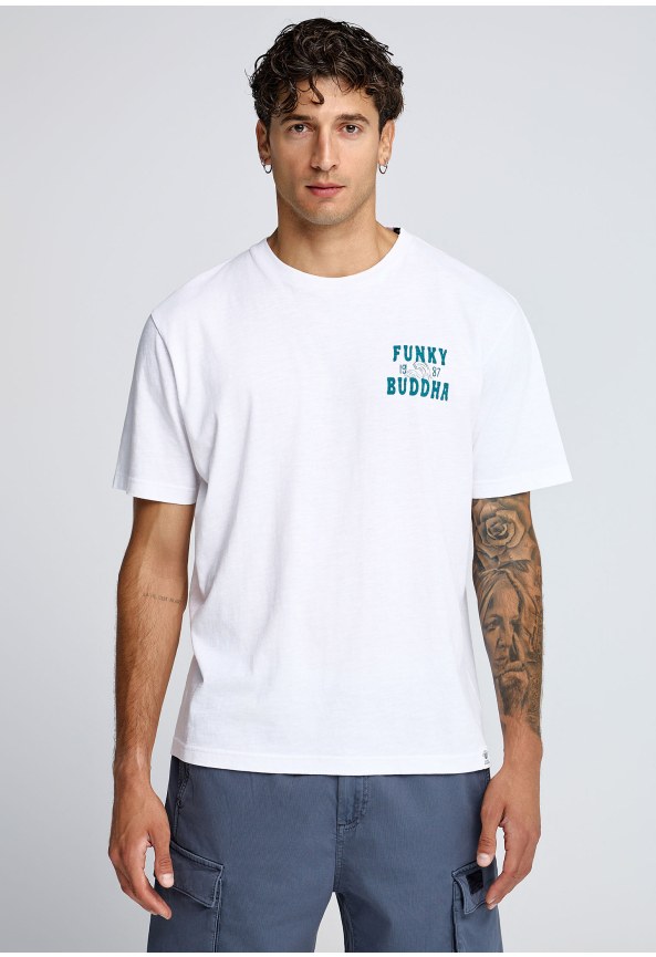 Ανδρικό βαμβακερό t-shirt με τύπωμα στην πλάτη