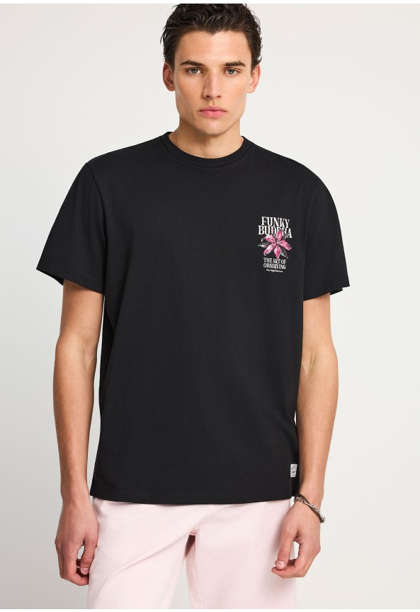 Men's cotton t-shirt with print on the back