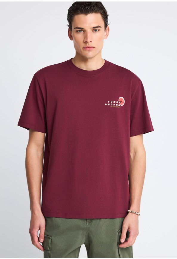 Ανδρικό relaxed t-shirt με τύπωμα στην πλάτη