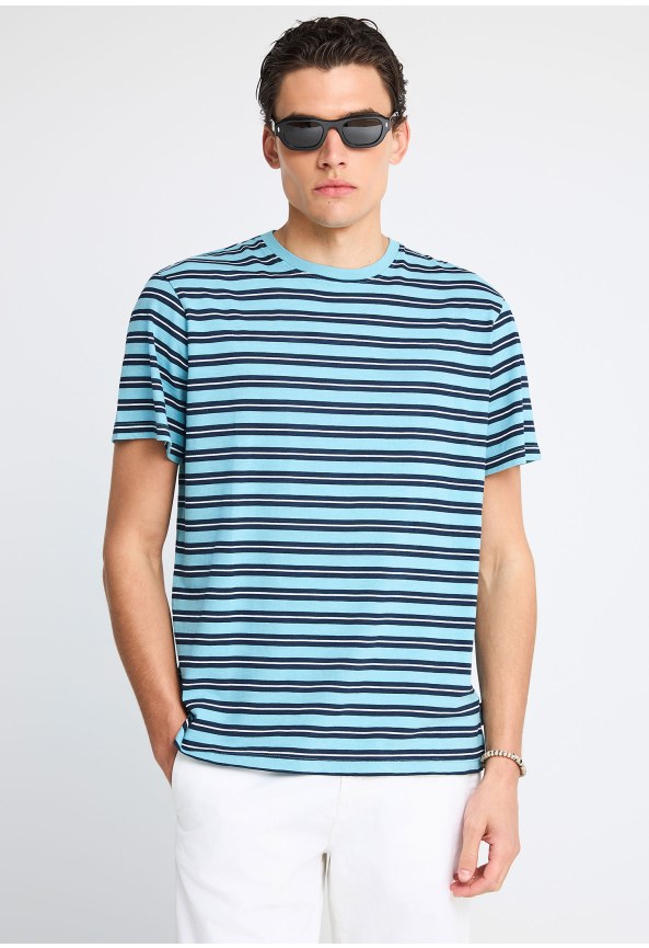 Ανδρικό ριγέ t-shirt από βαμβάκι