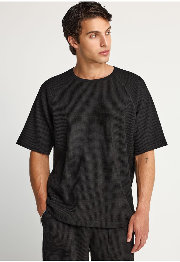 Ανδρικό μονόχρωμο πλεκτό t-shirt