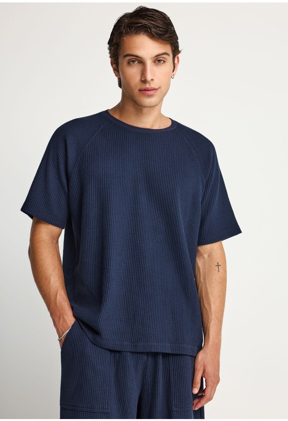 Ανδρικό μονόχρωμο πλεκτό t-shirt