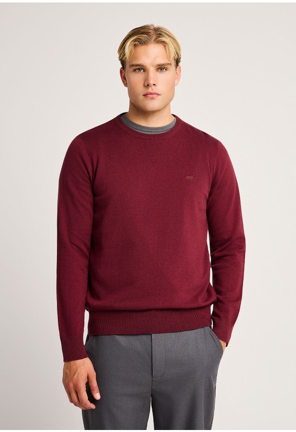 Men's solid crewneck knit jumper