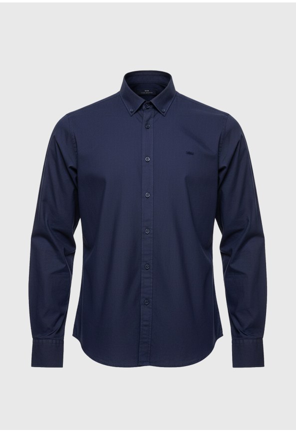 Ανδρικό basic πουκάμισo από βαμβάκι με γιακά button-down