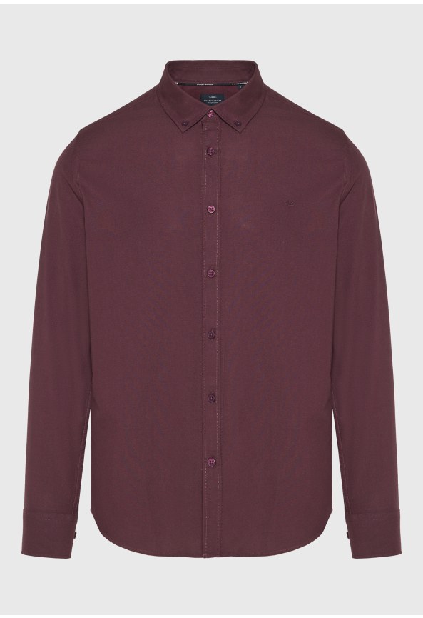 Ανδρικό basic πουκάμισo από βαμβάκι με γιακά button-down