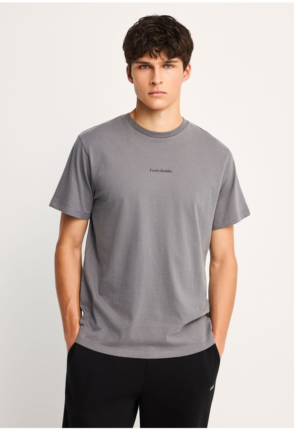 Men's peached cotton t-shirt with back graphic print