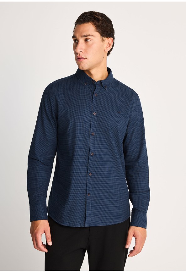 Oxford button-down πουκάμισο με καρό μοτίβο