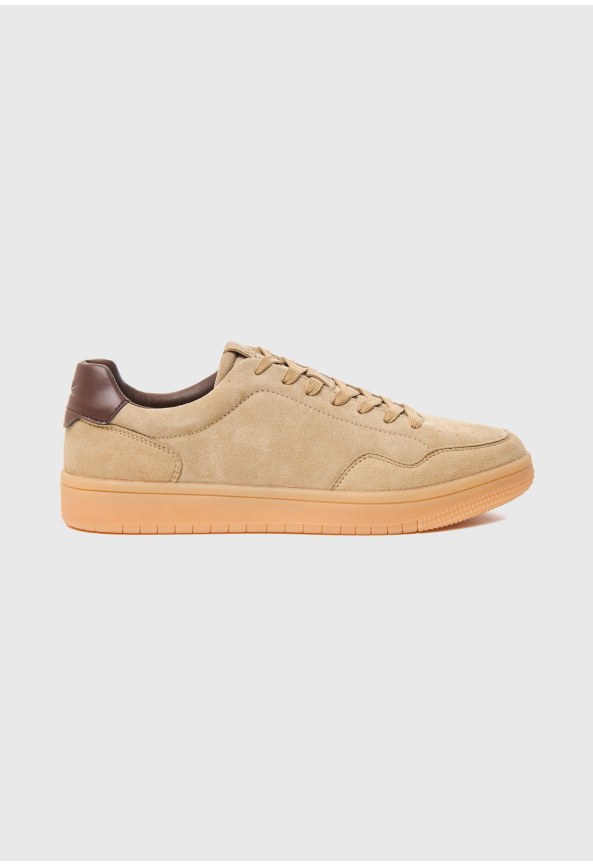 Men's suede cupsole trainers with contrast heel tab