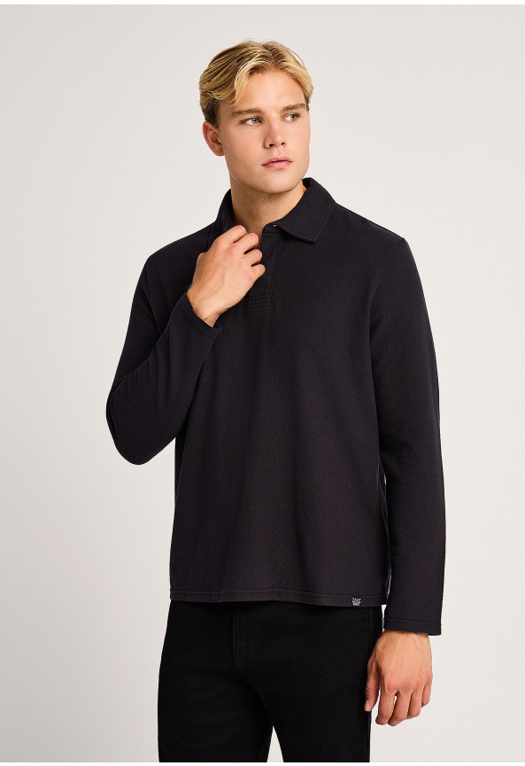 Ανδρική μακρυμάνικη polo μπλούζα relaxed fit