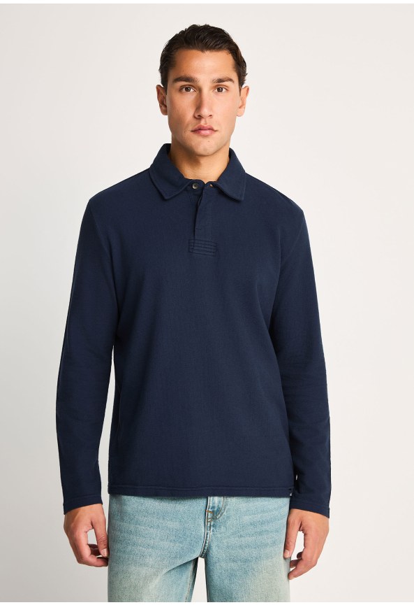 Ανδρική μακρυμάνικη polo μπλούζα relaxed fit