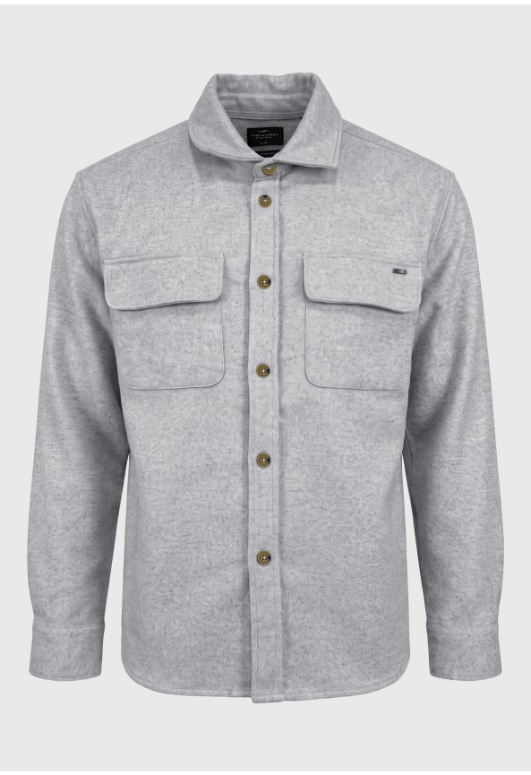 Ανδρικό μάλλινο overshirt πουκάμισο με τσέπες