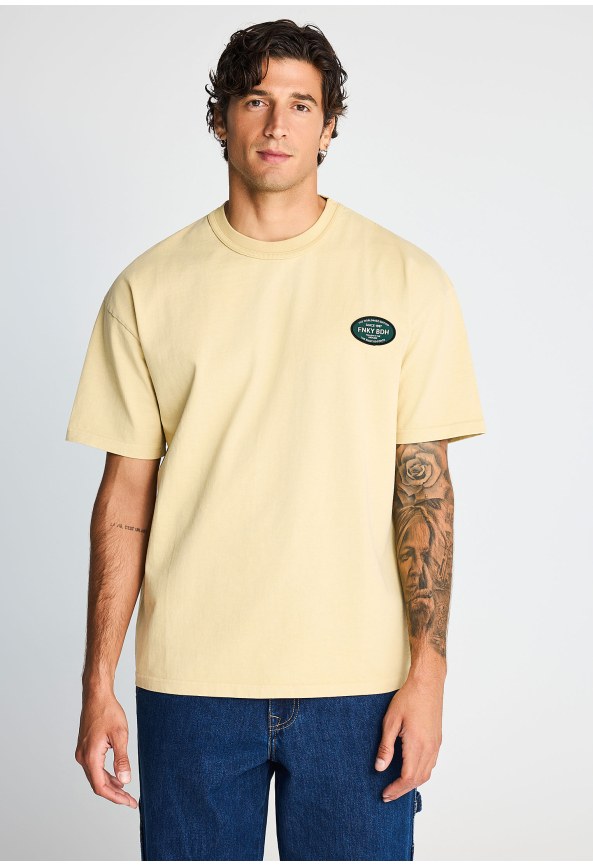 Oversized cotton tee with embroidered patch