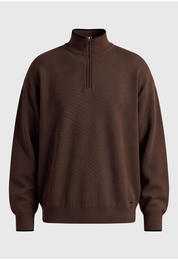 Men's quarter-zip ribbed knit sweater