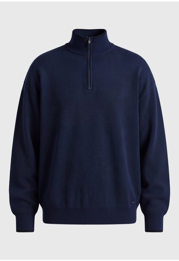 Men's quarter-zip ribbed knit sweater