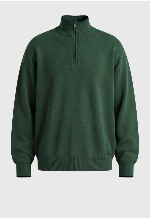 Men's quarter-zip ribbed knit sweater