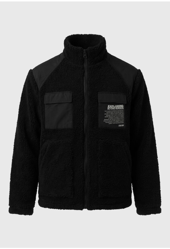 Ανδρικό μπουφάν sherpa fleece με όρθιο γιακά
