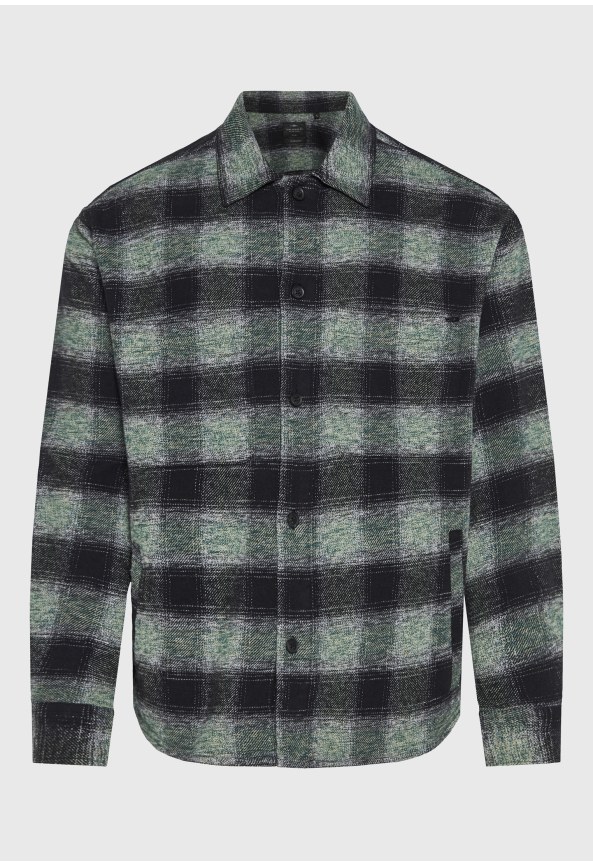 Καρό βαμβακερό overshirt με πλαϊνές τσέπες