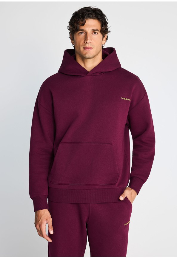 Men's relaxed overhead hoodie with micro logo