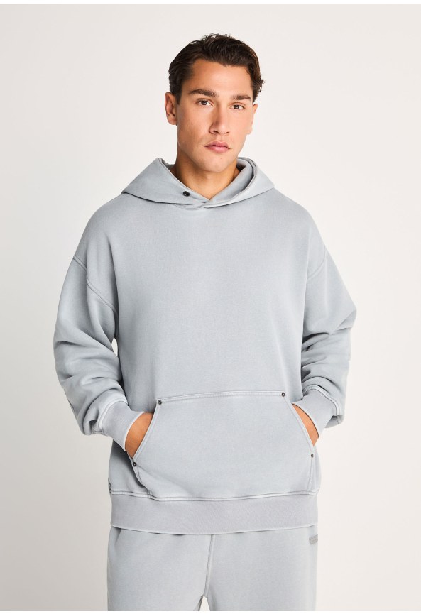 Ανδρική μπλούζα φούτερ oversized με κουκούλα
