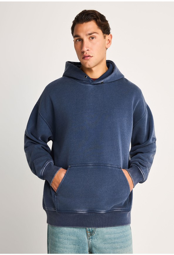 Ανδρική μπλούζα φούτερ oversized με κουκούλα