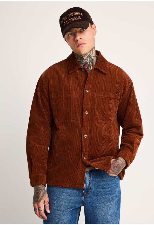 Ανδρικό κοτλέ overshirt με τσέπες