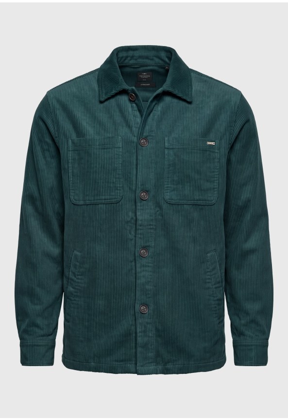 Ανδρικό κοτλέ overshirt με τσέπες