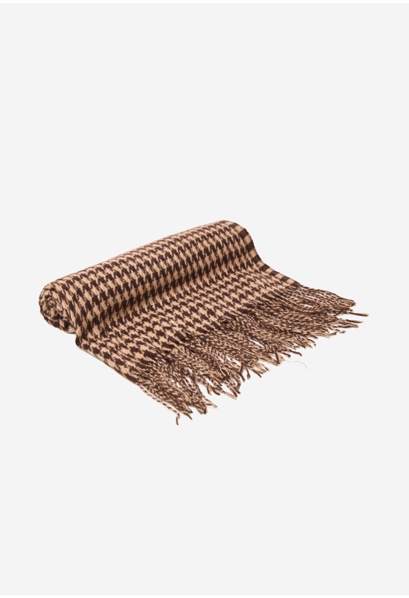 Ανδρικό κασκόλ με μοτίβο houndstooth και κρόσσια