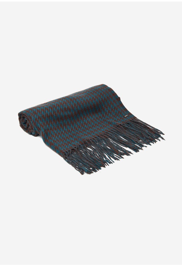 Ανδρικό κασκόλ με μοτίβο houndstooth και κρόσσια