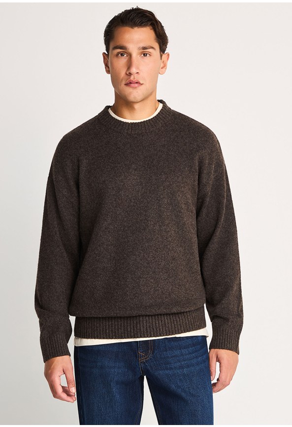 Wool-blend relaxed πλεκτό crewneck πουλόβερ