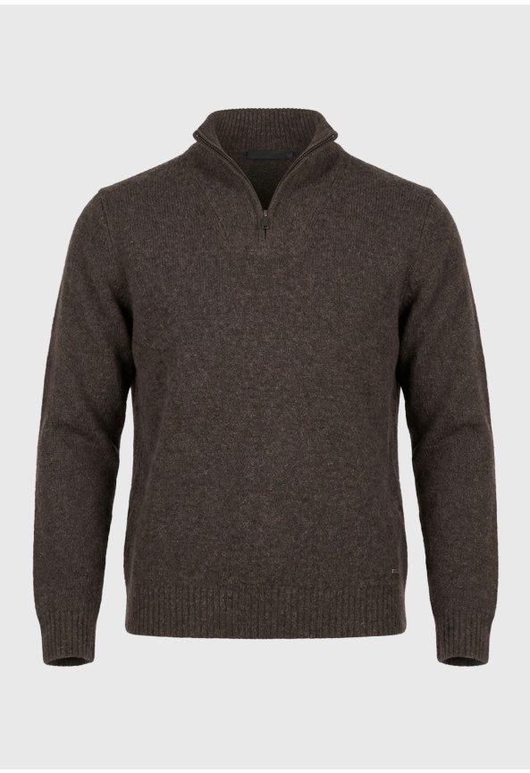 Men's wool-blend half-zip mock neck sweater