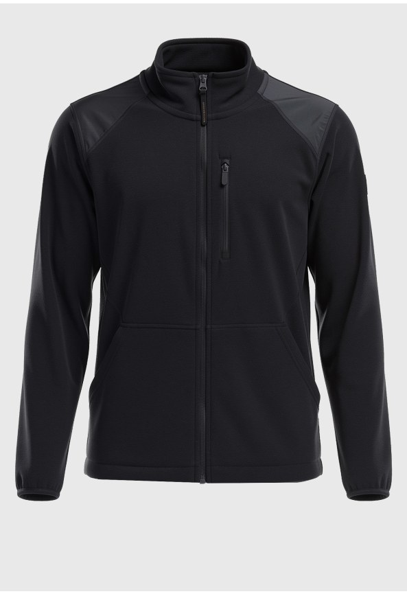 Men's full zip fleece jacket with stand up collar