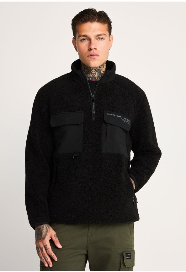 Ανδρικό relaxed fit φούτερ sherpa fleece half-zip